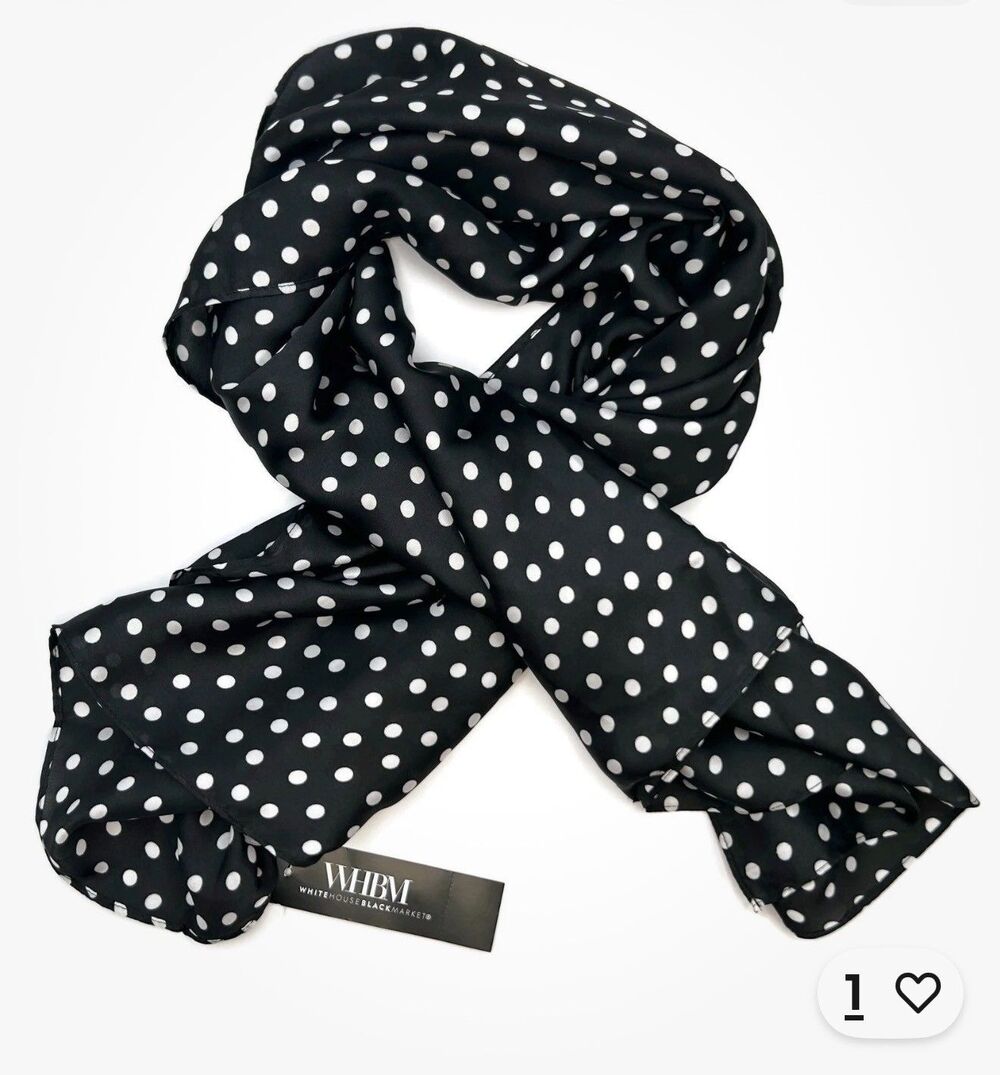 White House Black Market Millie Polka Dot Square Scarf 36” x 36” New With Tags